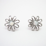 White Opal Flower Studs in Sterling Silver